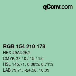 Color code: RGB 154 210 178 | qconv.com