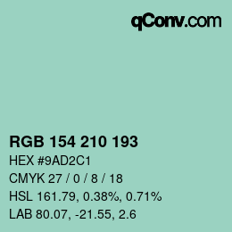 Color code: RGB 154 210 193 | qconv.com