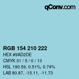 Color code: RGB 154 210 222 | qconv.com