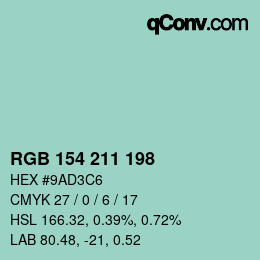 Color code: RGB 154 211 198 | qconv.com