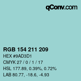Color code: RGB 154 211 209 | qconv.com