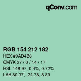 Color code: RGB 154 212 182 | qconv.com