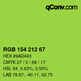 カラーコード: RGB 154 212 67 | qconv.com