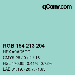 Color code: RGB 154 213 204 | qconv.com