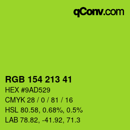 Color code: RGB 154 213 41 | qconv.com