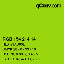 颜色代码: RGB 154 214 14 | qconv.com
