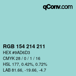 Color code: RGB 154 214 211 | qconv.com