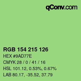 カラーコード: RGB 154 215 126 | qconv.com