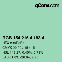 カラーコード: RGB 154 216.4 183.4 | qconv.com