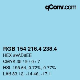 カラーコード: RGB 154 216.4 238.4 | qconv.com