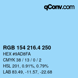 カラーコード: RGB 154 216.4 250 | qconv.com