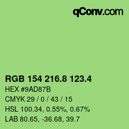 カラーコード: RGB 154 216.8 123.4 | qconv.com