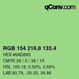 カラーコード: RGB 154 216.8 133.4 | qconv.com