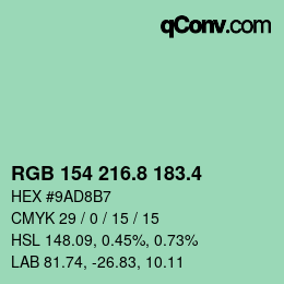 カラーコード: RGB 154 216.8 183.4 | qconv.com