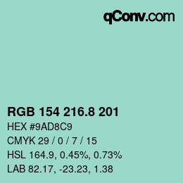 Color code: RGB 154 216.8 201 | qconv.com