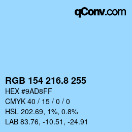 カラーコード: RGB 154 216.8 255 | qconv.com