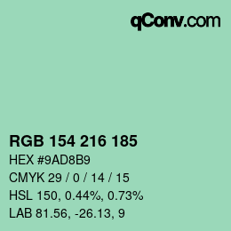 Color code: RGB 154 216 185 | qconv.com