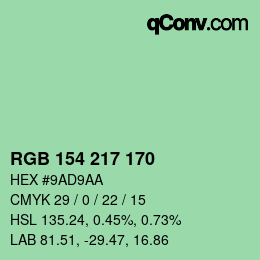 Color code: RGB 154 217 170 | qconv.com