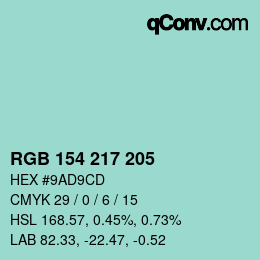 Color code: RGB 154 217 205 | qconv.com