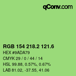 カラーコード: RGB 154 218.2 121.6 | qconv.com