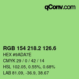 カラーコード: RGB 154 218.2 126.6 | qconv.com