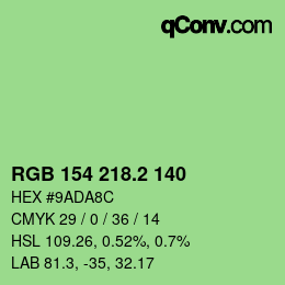 カラーコード: RGB 154 218.2 140 | qconv.com