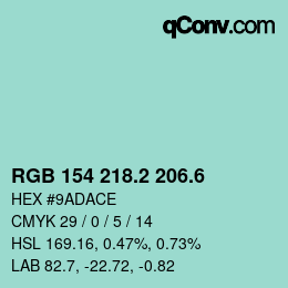 カラーコード: RGB 154 218.2 206.6 | qconv.com