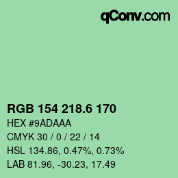 カラーコード: RGB 154 218.6 170 | qconv.com