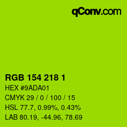Color code: RGB 154 218 1 | qconv.com