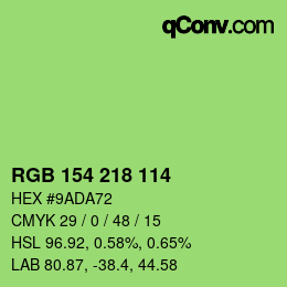 Color code: RGB 154 218 114 | qconv.com