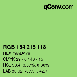 カラーコード: RGB 154 218 118 | qconv.com