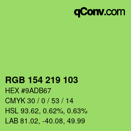 颜色代码: RGB 154 219 103 | qconv.com