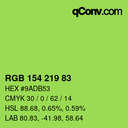颜色代码: RGB 154 219 83 | qconv.com