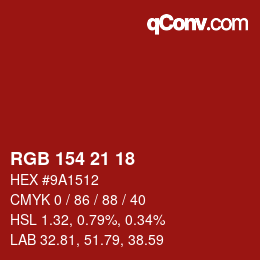 Color code: RGB 154 21 18 | qconv.com