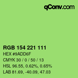 颜色代码: RGB 154 221 111 | qconv.com
