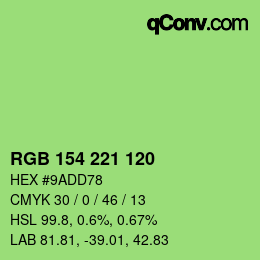 カラーコード: RGB 154 221 120 | qconv.com