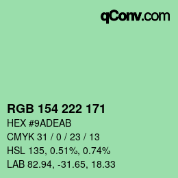 Código de color: RGB 154 222 171 | qconv.com