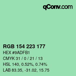 Farbcode: RGB 154 223 177 | qconv.com