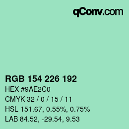 Color code: RGB 154 226 192 | qconv.com