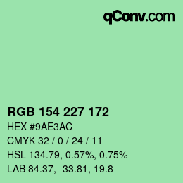 Color code: RGB 154 227 172 | qconv.com