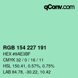 Color code: RGB 154 227 191 | qconv.com