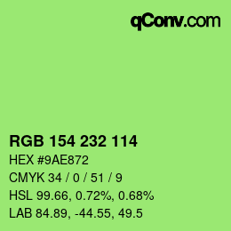 Color code: RGB 154 232 114 | qconv.com