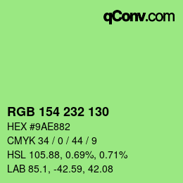 Color code: RGB 154 232 130 | qconv.com