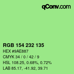 Color code: RGB 154 232 135 | qconv.com