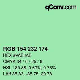 Color code: RGB 154 232 174 | qconv.com