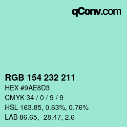 Color code: RGB 154 232 211 | qconv.com