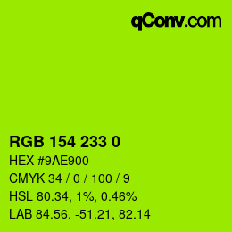 Color code: RGB 154 233 0 | qconv.com