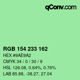 Color code: RGB 154 233 162 | qconv.com
