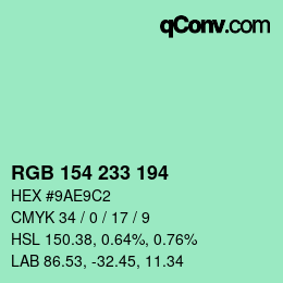 Color code: RGB 154 233 194 | qconv.com