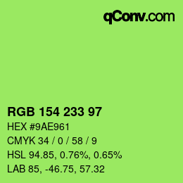 Color code: RGB 154 233 97 | qconv.com